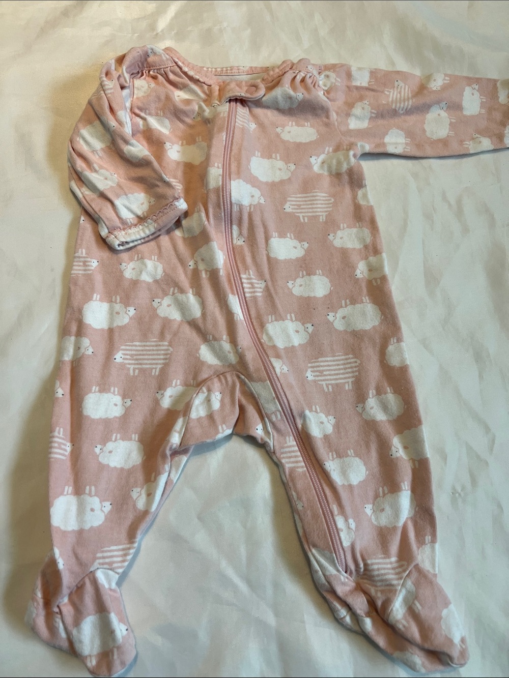 “Bundle 10/$13” Carter's 3M Pink Sheep Print Footed One-Piece baby girl sleeper